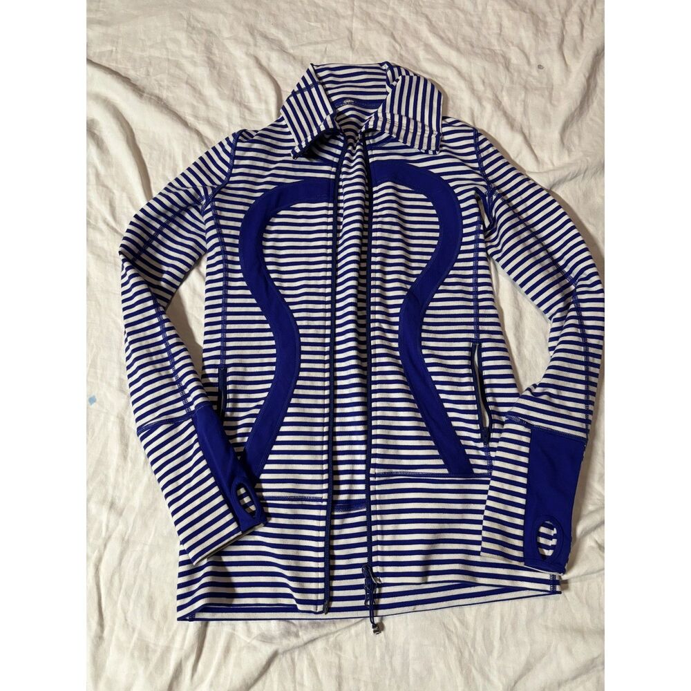 Lululemon Blue White Striped Define Style Full Zip Athletic Jacket Size 4 - Picture 6 of 6